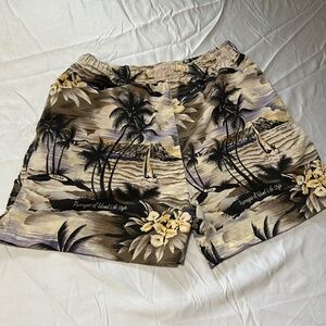 Men's Floral Elastic Waist Tommy Bahama 4 Pocket Swim Trunk Board Shorts Size L
